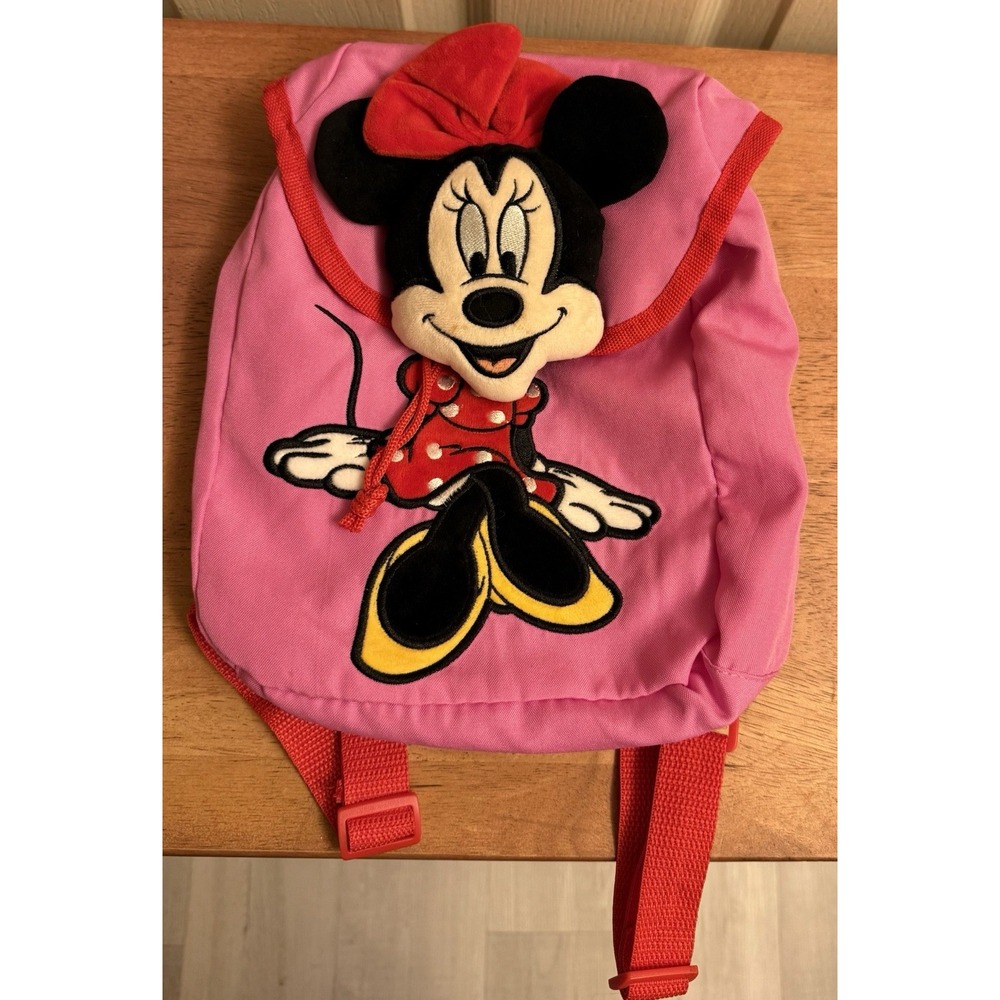 Minnie Mouse Plush 3D Head Pink Toddler Girl Disney Junior Mini Backpack Bag 10"